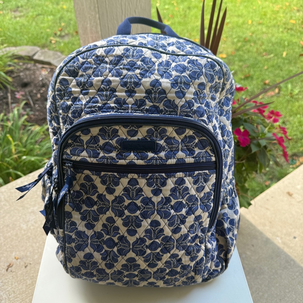 Vera Bradley Navy and Cream Floral Backpack